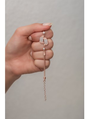 Nereze 925 Ayar Gümüş Rose Zirkon Taşlı Ayakizi Bileklik