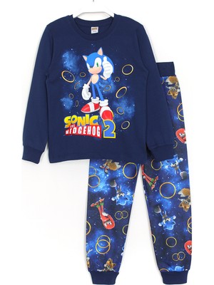 DobaKids Kirpi Sonic Ekidne Knuckles ve Miles Tails 3D Baskılı Erkek Çocuk Pijama Takımı Lacivert