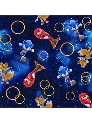 DobaKids Kirpi Sonic Ekidne Knuckles ve Miles Tails 3D Baskılı Erkek Çocuk Pijama Takımı Lacivert