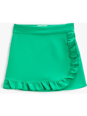 Koton Mini Etek Fırfırlı Kruvaze Fermuar Kapamalı