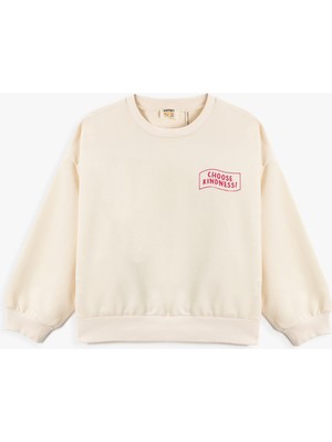 Koton Basic Sweatshirt Baskılı Detaylı Uzun Kollu Bisiklet Yaka