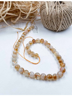 Mucize Taş Sitrin Küre Kesim 8 mm Doğal Taş Dizi