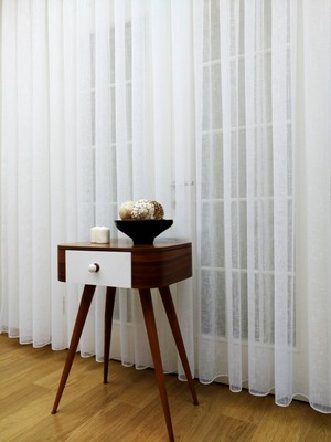 Evdepo Home  Taç Kullanıma Hazır Şantuk Keten 1/3 Sık Pile Tül Perde Tek Kanat - Ekru 100 x 270 cm