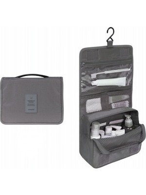 Ecoform Organizer Askılı Seyahat Kozmetik Makyaj Çantası Su Geçirmez Özellikli Gri Renk