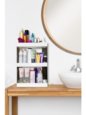 Ata Home Makyaj ,takı ve Bakım Ürünleri Organizeri Rafı Standı Iki Katlı Çok Amaçlı Düzenleyici Saklama Seti