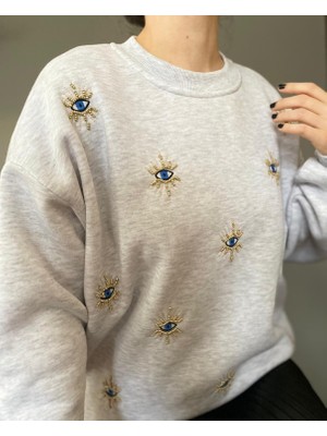 Sinhan Göz Nakış Detaylı Içi Şardonlu Sweatshirt