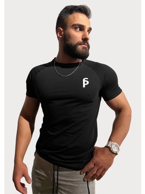 Sporcum Erkek Slim Fit Siyah T-Shirt – Galium Serisi HBETSRTGLM1001