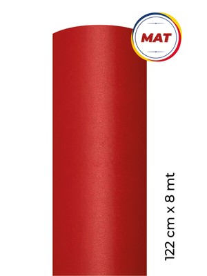 Elife Ticaret Mat Kırmızı Yapışkanlı Kaplama Folyosu 122 cm x 8 mt