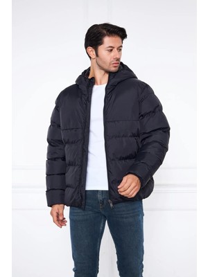 Keep Out Erkek Kapüşonlu Regular Fit Şişme Mont Siyah