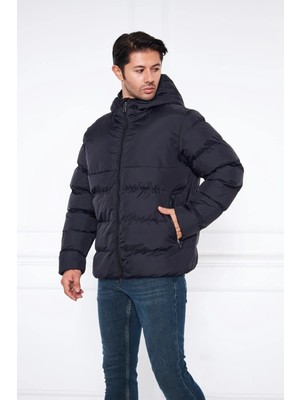 Keep Out Erkek Kapüşonlu Regular Fit Şişme Mont Siyah