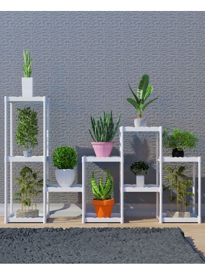 Armarks 10 Raflı Saksılık, Kış Bahçesi, Dekoratif Plastik Çiçek Saksılığı, Çiçek Saksı Standı