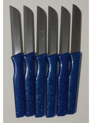 Peri Store Meyve Sebze Bıçağı 6 Adet Simli Desen (Tırtıklı)