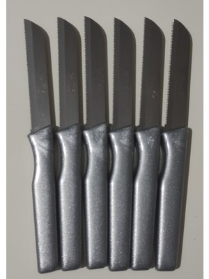 Peri Store Meyve Sebze Bıçağı 6 Adet Simli Desen (Tırtıklı)