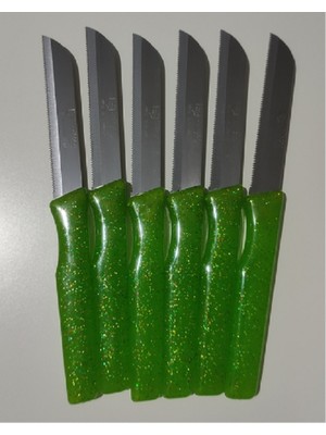 Peri Store Meyve Sebze Bıçağı 6 Adet Simli Desen (Tırtıklı)
