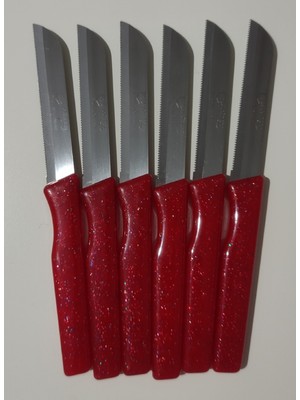 Peri Store Meyve Sebze Bıçağı 6 Adet Simli Desen (Tırtıklı)