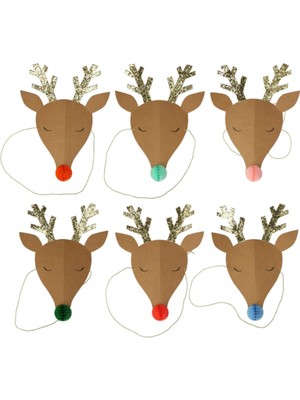 Meri Meri - Reindeer Party Hats - Ren Geyikleri Parti Şapkaları - 6lı