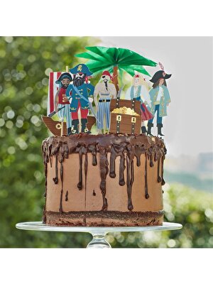 Meri Meri - Pirates & Palm Tree Cake Toppers - Korsanlar & Palmiye Ağacı Pasta Süsü