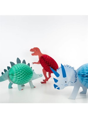 Meri Meri - Honeycomb Dinosaur Decorations - Petek Dinozor Dekorlar - 3lü