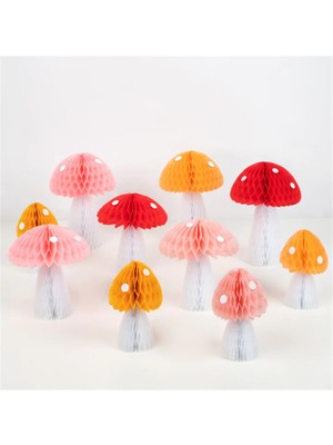 Meri Meri - Honeycomb Toadstool Decorations - Petek Mantar Dekorlar - 10LU