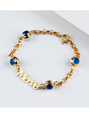 Muhteşem Silver 925 Ayar Gümüş Isimli Göz Nazarlı Bileklik