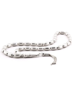 Okyanus Silver Kalem Işçilikli Arpa Kesim 925 Ayar Gümüş Tesbih (M-2)
