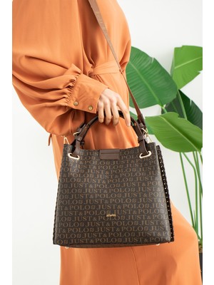 Just Polo Büyük Boy Örgülü 5 Gözlü Kadın El ve Omuz Çantası 27X30CM MDS20107