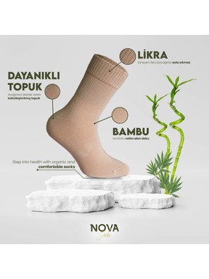 Nova Socks Erkek 4'lü Bambu Lastiksiz Sıkmayan Extra Rahat Şeker Çorabı / Çorap