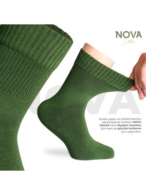 Nova Socks Erkek 4'lü Bambu Lastiksiz Sıkmayan Extra Rahat Şeker Çorabı / Çorap