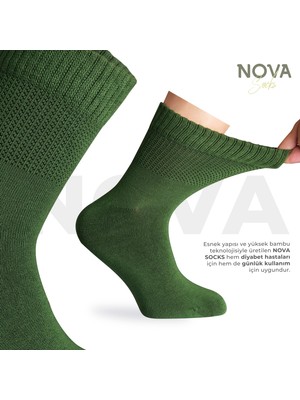 Nova Socks Erkek 4'lü Bambu Lastiksiz Sıkmayan Extra Rahat Şeker Çorabı / Çorap