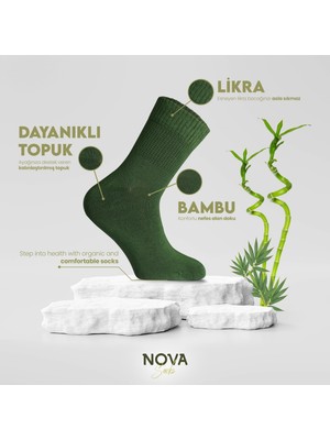 Nova Socks Erkek 4'lü Bambu Lastiksiz Sıkmayan Extra Rahat Şeker Çorabı / Çorap