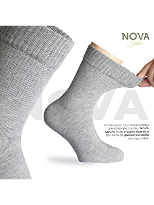 Nova Socks Erkek 4'lü Bambu Lastiksiz Sıkmayan ik Çorap /  Çorabı