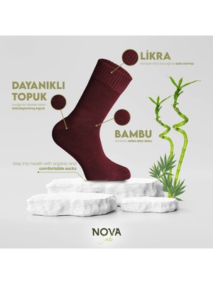 Nova Socks Erkek 4'lü Bambu Lastiksiz Sıkmayan Extra Rahat Şeker Çorabı / Çorap