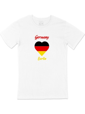 Cix Berlin Almanya Bayraklı Kalpli Tişört
