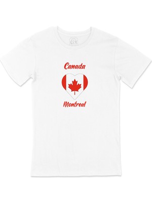Cix Montreal Canada Bayraklı Kalpli Tişört