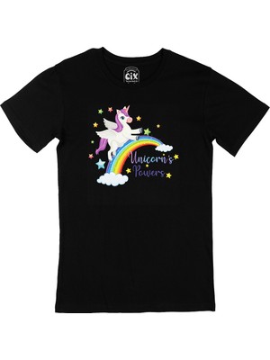 Cix Unicorn Power Siyah Tişört
