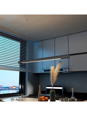 Ledhouse 66 cm Mercekli Linear Modern LED Avize Sıva Üstü Sarkıt Armatür Lineer Aydınlatma (Beyaz Kasa - 4000