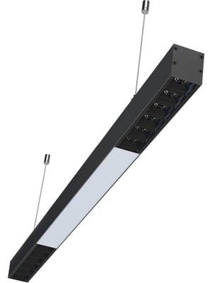 Ledhouse 66 cm Mercekli Linear Modern LED Avize Sıva Üstü Sarkıt Armatür Lineer Aydınlatma (Siyah Kasa - 4000