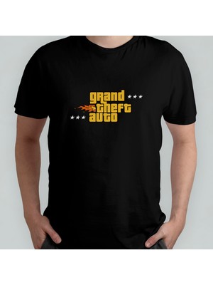 Pixxa Grand Theft Auto %100 Pamuklu Bisiklet Yaka T-Shirt Model - 5