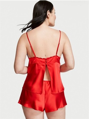 Victoria's Secret Kalpli Dantelli Saten Şortlu Pijama Takımı
