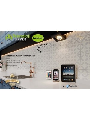 Teknoloji Elektrik Dolap ve Tezgah Altı Bluetooth Müzik Çalar Prizmatik Venüs Kablolu 5 Metre