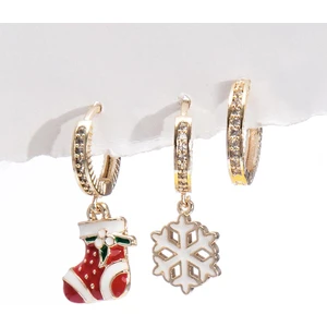 3'lü New Year Yılbaşı Figürlü Çivi Küpe Seti