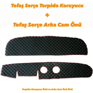 Ucuz Oto Kılıfı Vip Deri Kapitone Desen Tofaş Serçe Torpido Koruyucu ve Tofaş Serçe Arka Cam Önü Örtü Set