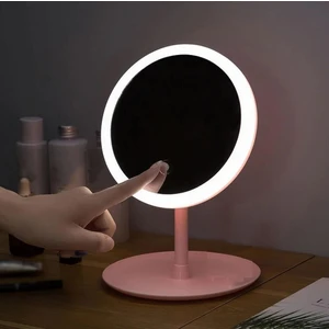 Hediye Filesi Dokunmatik LED Işıklı Makyaj Aynası Masa Üstü USB Şarjlı Makyaj Aynası Pembe