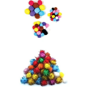 Fly Color Simli ve Simsiz Ponpon Seti 100 Adet