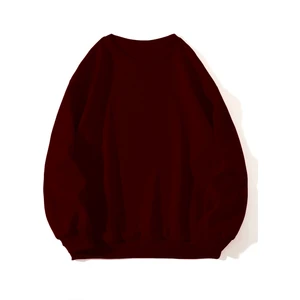 Kadın Basic 0 Sıfır Yaka Baskısız Düz Oversize Salaş Bol Kesim Polar Sweatshirt