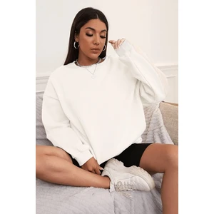 Kadın Basic 0 Sıfır Yaka Baskısız Düz Oversize Salaş Bol Kesim Polar Sweatshirt
