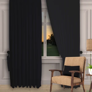 Ada Fon Perde Pilesiz Extraforlu Düz Dikim Büzgü Pile Siyah