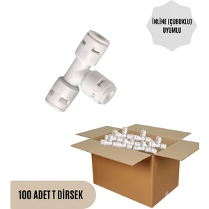 100 Adet İnline (Çubuklu) T Dirsek Filtre Bağlantı Parçası
