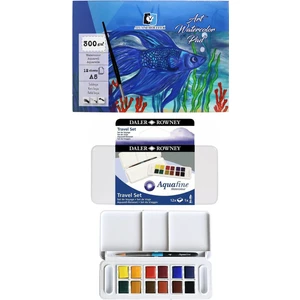 Alex Schoeller Sulu Boya Defteri A5 300 gr 12 Yaprak Daler Rowney Aquafine Travel Suluboya Seti 12LI