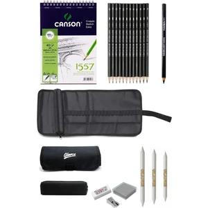 Canson 1557 Eskiz Çizim Defteri 40 Yp Cretacolor Dereceli Kalem Studioline Çantalı Eskiz Çizim Seti